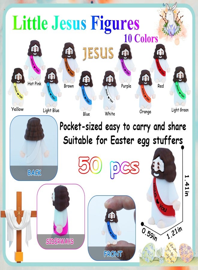 ILHSTY 50 Pcs Little Jesus Figures- Rubber Mini Jesus Figurines in Bulk Christian Doll Tiny Baby Jesus Loves You Figures for Hide and Seek Easter Egg Fillers Egg Hunt Religious Party Favors (Mix Color 10) - Image 2
